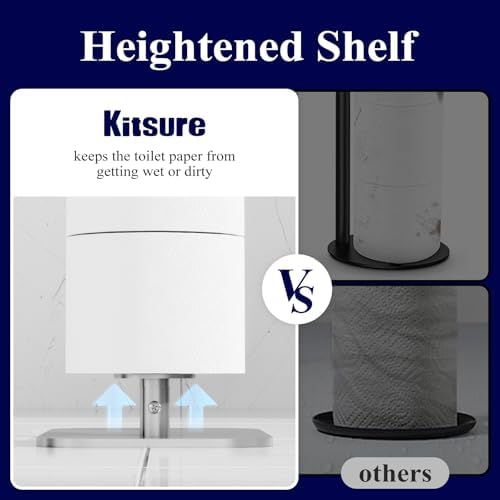 Kitsure Metal Toilet Paper Holder Free Standing, Medium, Silver - Image 3