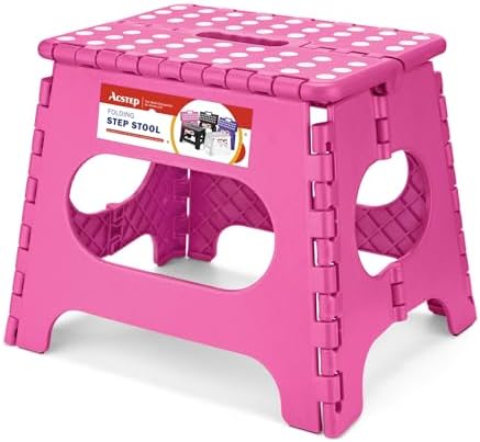 ACSTEP 11" Folding Step Stool for Kids and Adults, Holds 300 lb, Rose red by ACSTEP
