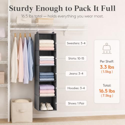 Lifewit Hanging Closet Organizer and Storage for Clothes 5 Tier - Image 5