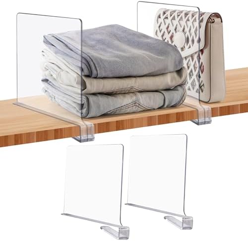 Clear Acrylic Shelf Dividers for Closets Organizer & Storage,2 Pack by JOY+DECOR