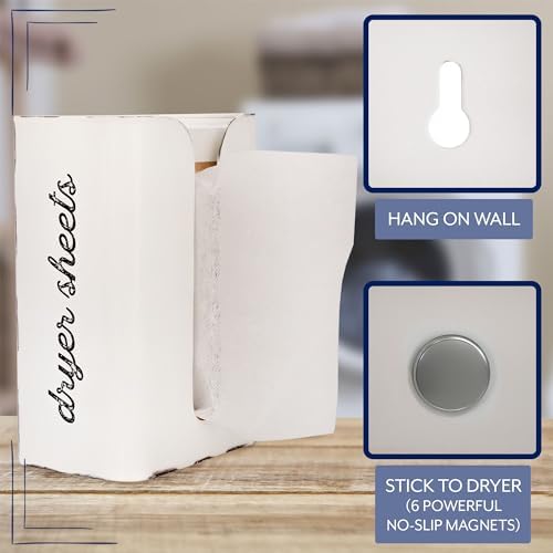 AuldHome Design Dryer Sheet Dispenser (White); Rustic Distressed Style Fabric Softener Sheet Holder for Laundry Room - Image 7