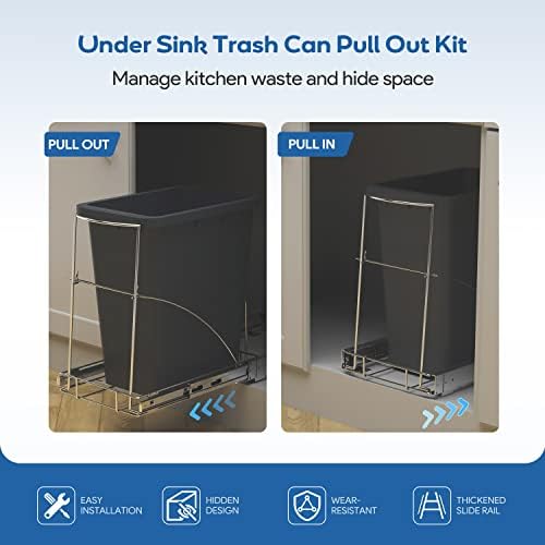 Pull Out Trash Can Under Cabinet & Under Sink, Heavy Duty Slider Organizer - Image 2