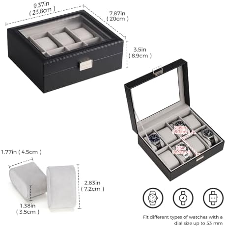 ProCase Watch Box, 8 Slot Mens Watch Display Case, Black - Image 5