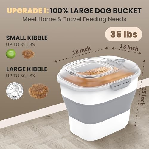 32-35 Lbs Dog Food Storage Container Wheels,Collapsible Dog Food Container - Image 2