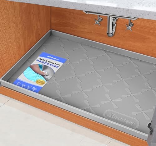SIKADEER Waterproof Under Sink Mat Silicone 37"x19", Kitchen Cabinet Liner by SIKADEER