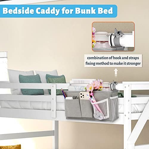 Bedside Caddy, Bedside Storage Bag Hanging Organizer for Bunk Dorm Bed Rail - Image 3