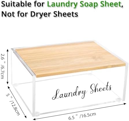 Acrylic Laundry Detergent Sheets Holder with Bamboo Lid, Laundry Soap Sheets Container Box Dispenser for Laundry Room - Image 2