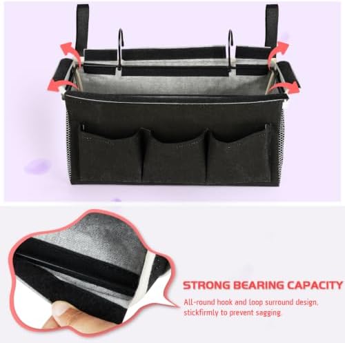 Bedside Caddy, Bedside Storage Bag Hanging Organizer for Bunk Dorm Bed Rail - Image 5