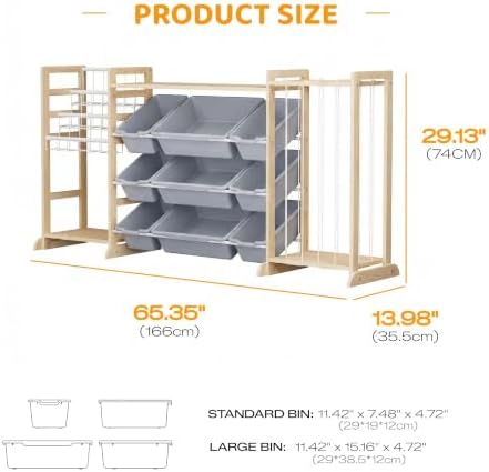 65" Large Toy Storage Organizer with Bookshelf and Stuffed Animal Storage - Image 2