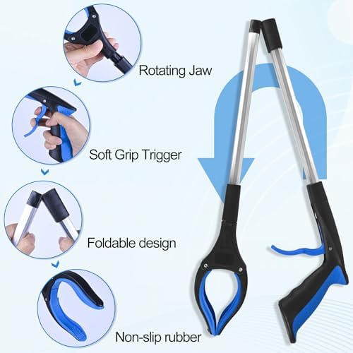 6-Piece Heavy-Duty Trash Collection Tool - 32-Inch Lightweight Telescopic Grabber Ergonomic Handle, Non-Slip Grip | Multi-Purpose Mobility Aid for Seniors - Image 3