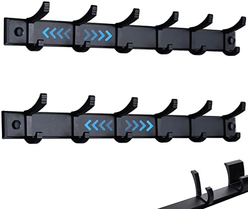 Coat Rack Wall Mount 2 Pcs,Black Wall Coat Rack with 6 Movable Hooks 42.5cm by K+KAREZOG