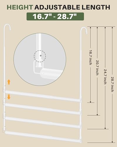 Hanging Closet Rod, Adjustable Height & Width Closet Rods for Hanging Clothes-Closet Extender Hanging Rod Space-Maximizing Design Suitable for Hanging and Drying Clothes, White - Image 3