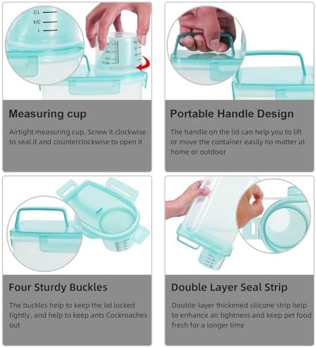 3-5Lbs Airtight Small Dog Cat Pet Food Storage Container (Clear Blue 2Pack) - Image 4