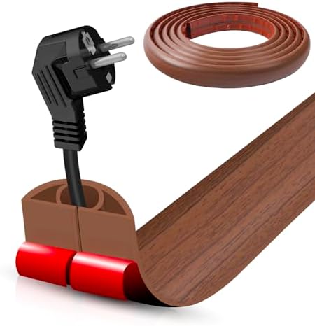 Floor Cord Cover Self Adhesive Cord Hider,10FT Cable Management, Extension Strip Protector for Wires, Prevent Cable Trips for Offices, Gyms, Exhibitions Cavity:0.39"(W) x 0.27"(H) Wood Red Teak by DBHXXMB-HH