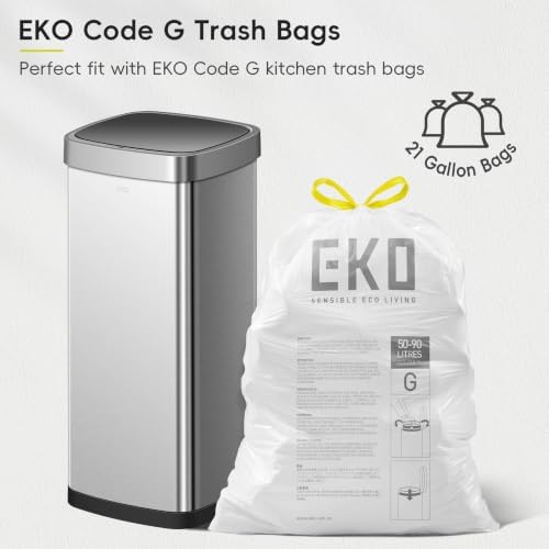 EKO EcoSmart Tall and Large Kitchen Trash Can or Recycling Bin, 80L/21.1G High Capacity, Touchless Soft Square Motion Sensor Garbage Can, Brushed Stainless Steel - Image 4