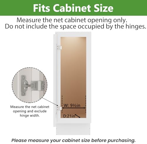 ROOMTEC 3-Tier Pull Out Cabinet Organizer Spice Rack for Narrow Cabinet 9" W x 20½" D, Slide Out Wood Shelves Storage for Kitchen - Image 4