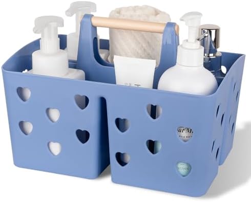 Portable Shower Caddy Plastic Shower Basket Organizer with Handle Dark Blue by Anyoifax