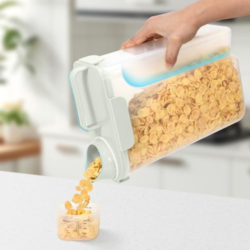 TBMax Airtight Rice Container 10 Lbs, Cereal Dispenser, Pet Cat Dog Food Storage Container, Plastic Kitchen Pantry Food Storage Holder with Cup -Beige - Image 2
