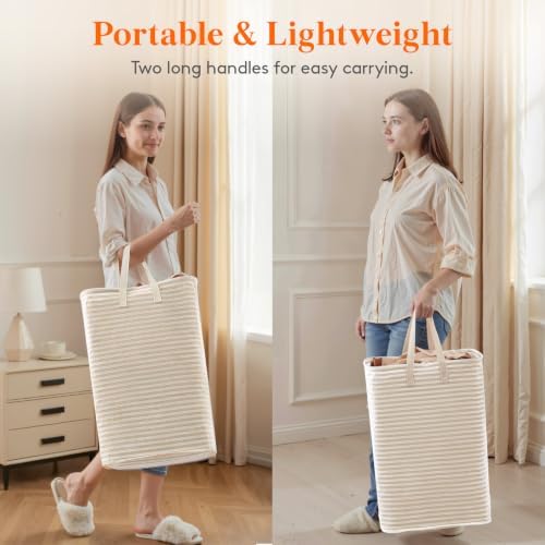 Lifewit 75L Large Laundry Baskets, Laundry Hampers Bags, 2 Pack, Beige - Image 5
