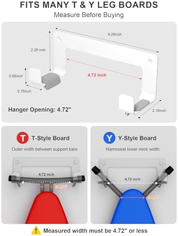 Ironing Board Hanger Wall Mount, Stainless Steel, White - Image 4