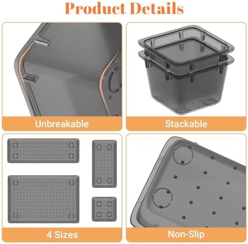 SpaceHacks 15 PCS Plastic Drawer Organizer Set, Drawer Storage Trays - Image 4