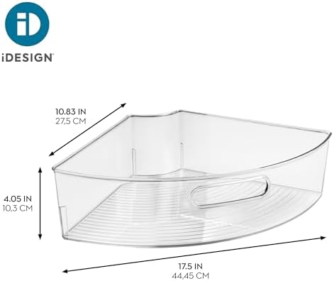 iDesign Clear Plastic 1/4 Wedge Bin, Corner Lazy Susan Cabinet Style - Image 4