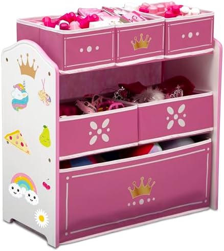 Delta Children Princess Crown Design & Store 6 Bin Toy Storage Organizer - Greenguard Gold Certified, White/Pink by DeltaChildren