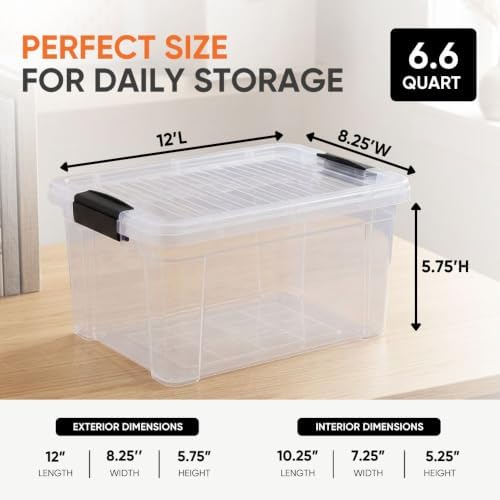 Superio 6.6 Quart Clear Plastic Storage Boxes with Lids, Stackable Organizer Containers, BPA-Free Storage Bins for Home, Office, School & Dorm, 8 Pack - Image 3