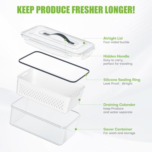 BOICHU 10Pack Fruit Storage Containers for Fridge with Colander and Lids - Image 3