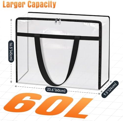 4 Packs 60L Clear Under Bed Storage Containers, Large Clothes Storage Bags - Image 2