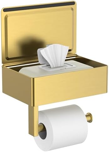 FORIOUS Toilet Paper Holder with Shelf, Wall-Mounted Modern Wipes Dispenser by FORIOUS