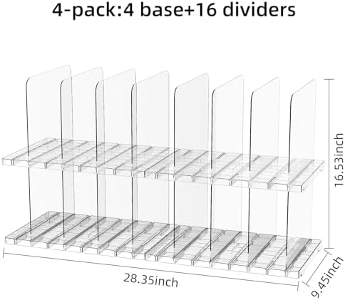JOYZAN Stackable Purse Organizer for Closet, Adjustable Shelf Dividers for Closet Organizer Clear Acrylic Closet Purse Organizer Detachable Handbag Storage Separator Dividers for Home, Office - 4 Pack - Image 2