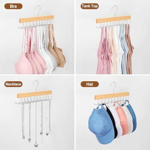 TOPIA HANGER 2 in 1 Belt Tie Hanger for Closet Max 30 Belts with 30 Ties Capacity, 20 Hooks Belt Tie Racks Wooden Hanger for Closet Organizer Storage Space Saving “U” Fit Belt and “一” Fit Tie - CT47N - Image 6