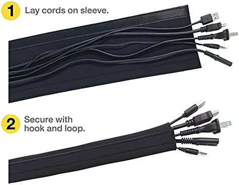 Wrap-It Storage Hook and Loop Cable Sleeve, Black, 48", 2-Pack - Image 5