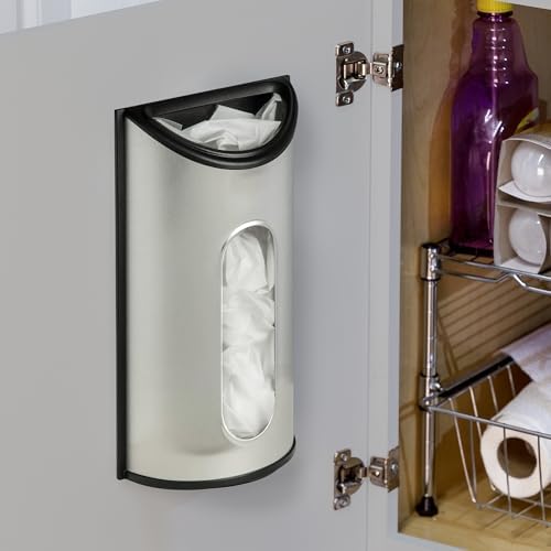 Honey-Can-Do Stainless Steel Plastic Bag Saver & Trash Bag Dispenser, Wall-Mounted Plastic Bag Organizer for Kitchen, Pantry, Garage, Durable Stainless Steel Storage for Grocery Bags and Space-Saving - Image 2