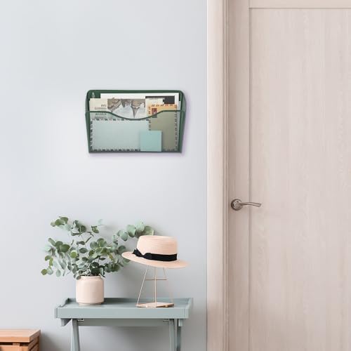 EASEPRES 3 Single Pocket Mesh Hanging File Organizer, Vertical Wall Mounted Magazine File Holder, Mount Basket Mail Paper Document Folder Organizing for Office, Home and School, Dark Green - Image 6