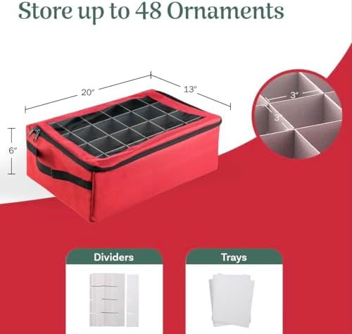 TINY TIM TOTES | Premium | Ornament Organizer | Space Saving | Red and Green (Red) - Image 2
