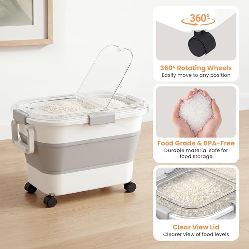 30 Lbs Rice Container, Collapsible Dog Food Storage Container - Image 3