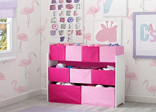 Delta Children Deluxe Multi-Bin Toy Organizer with Storage Bins, White/Pink Bins - Image 2