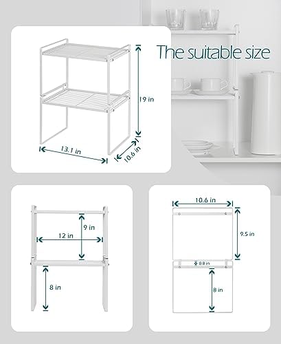 Shantton Cabinet Shelf Organizer, Pantry Shelf Rack, White 13.1x10.6x9.5 - Image 3