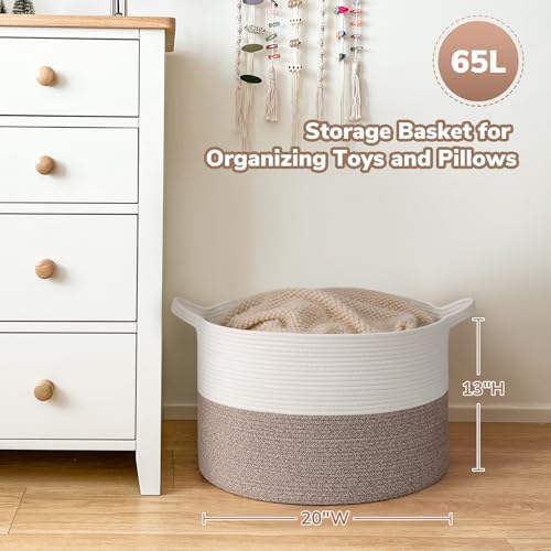 Goodpick 65L Large Woven Rope Basket for Blankets Living Room, 65L - Image 3