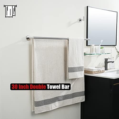 JQK Double Bath Towel Bar, 33 Inch 304 Stainless Steel Thicken 0.8mm Towel Rack for Bathroom, Towel Holder Polished Chrome Wall Mount, Useable Length 30 Inch 2 Pack, TB100L30-CH-P2 - Image 5