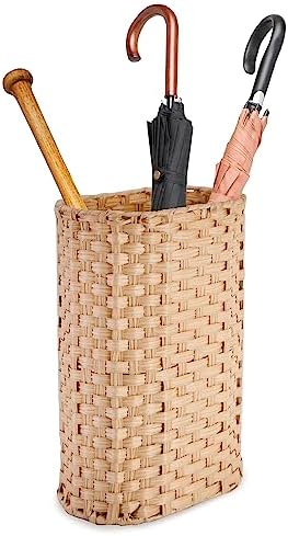 PEMAR Wicker Umbrella Holder, Hand Woven Umbrella Stand Basket Decorative Cane Holder Rack for Home, Entryway Multipurpose Narrow Tall Basket (Natural) by PEMAR