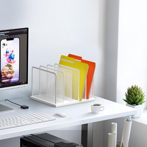 Kuntine.B 5-Section Upright Desk File Organizer White 1 Pack - Image 5