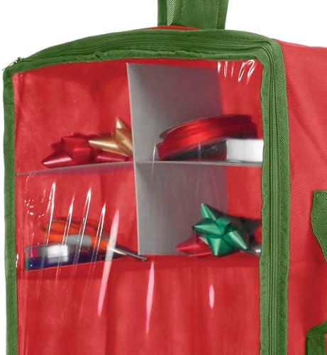 Whitmor Christmas & Holiday Gift Wrap Organizer - Holds 30 inch rolls - Stripe, Red - Image 3