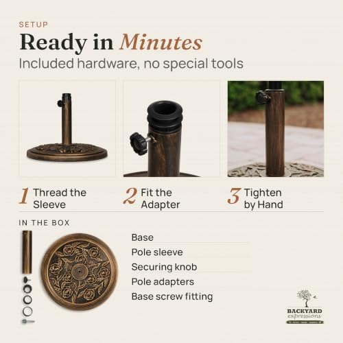 Backyard Expressions Patio Umbrella Base, Outdoor Umbrella Stand, Bronze - Image 7