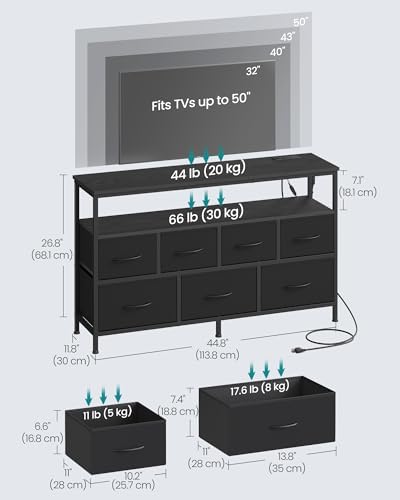 SONGMICS Dresser with App-Controlled LED Lights, 7 Fabric Drawers Dresser - Image 2