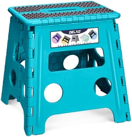 Delxo Folding Step Stool 13 Inch,300 Lbs Step Stool for Adults Blue by Delxo