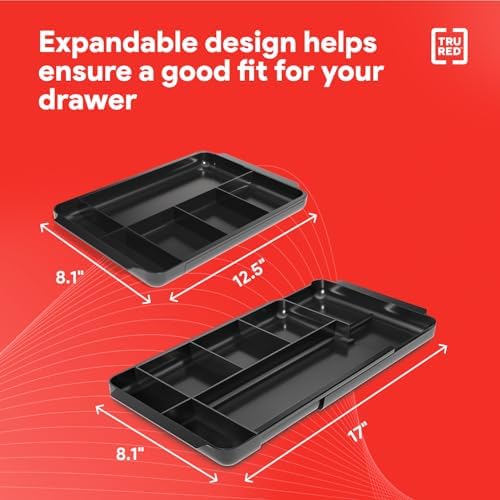 TRU RED Expandable Plastic Drawer Organizer, 7-Compartment, Black - Image 3
