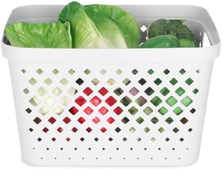 Glad Plastic Storage Basket Set, Value Pack of 6 | Open Storage Bins for Shelves, Bathroom, Pantry, Closet | Nesting Organizer Boxes with Handles, 4 Gallon, White - Image 4
